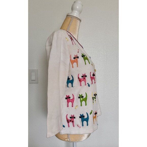 VTG Berek 2 Takako Sakon Cats & Fish Multi Beaded Sweater/Tank Top Set Sz Small - Picture 4 of 16